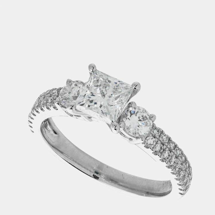 Pre Owned 14K White Gold  Lab Grown Diamond Engagement Ring (1.7 cts) US 7