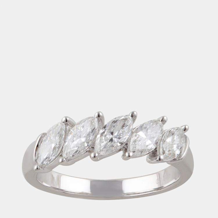 Pre Owned 14K White Gold  Lab Grown Diamond Five Stone Band (0.95 cts)