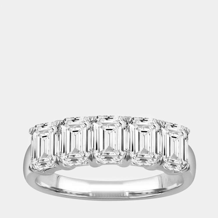 Pre Owned 14K White Gold  Lab Grown Diamond Five Stone Band (1.9 cts)