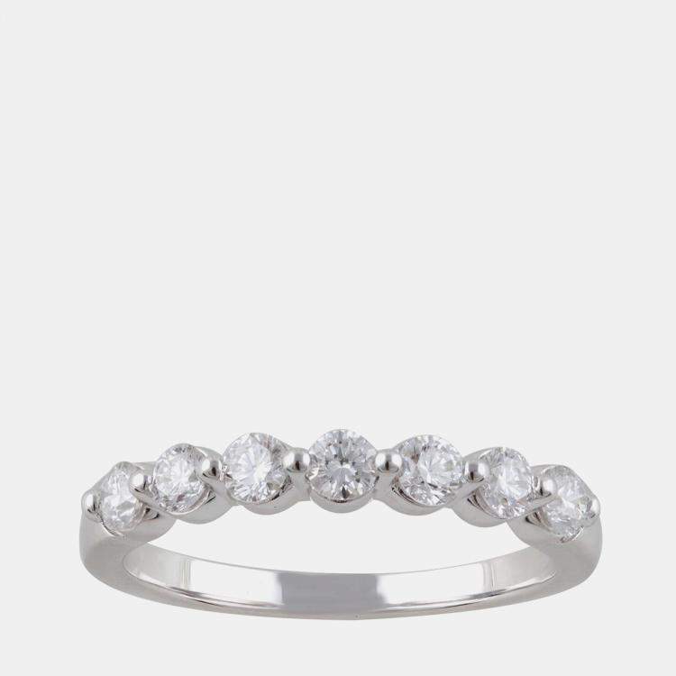 Pre Owned 14K White Gold  Lab Grown Diamond Seven Stone Band (0.55 cts)