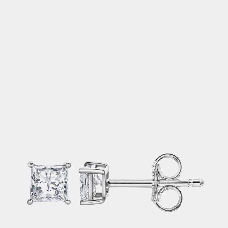 Pre Owned 14K White Gold  Lab Grown Diamond Basic Stud Earring (0.78 cts)