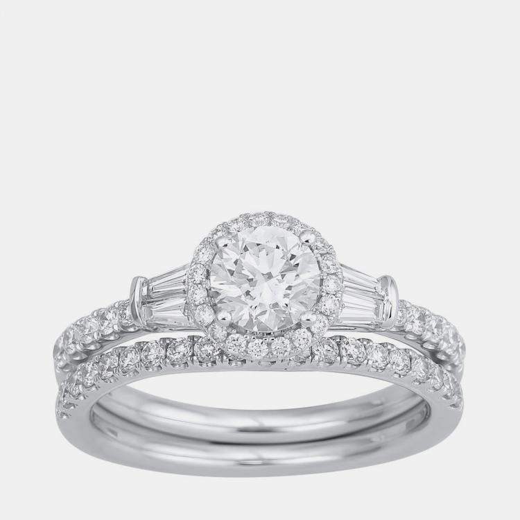 Pre Owned 1.5 ct 14k White Gold Lab Grown Diamond Bridal Set US 7