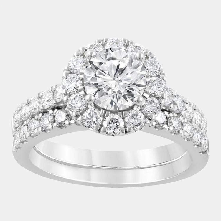 Pre Owned 2.25ct 14k White Gold Lab Grown Diamond Bridal Set