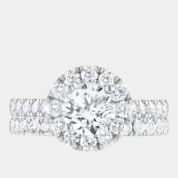 Pre Owned 2.25ct 14k White Gold Lab Grown Diamond Bridal Set