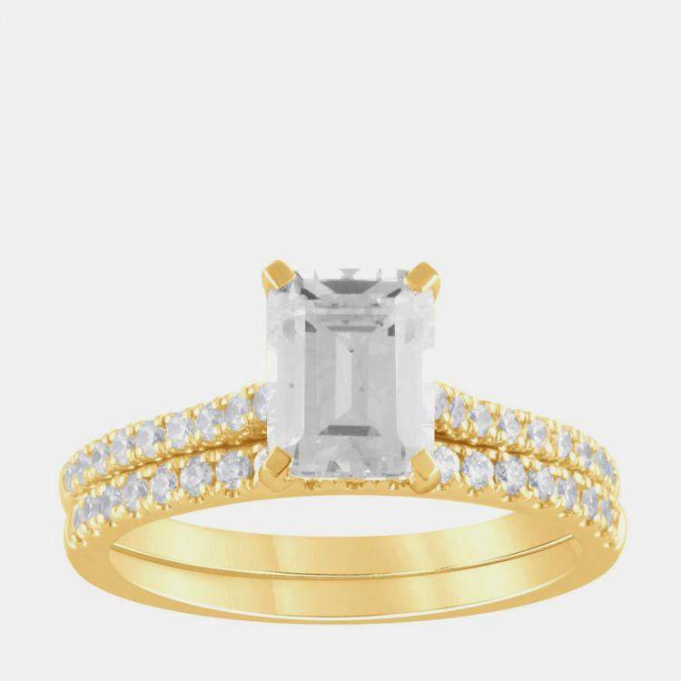 Pre Owned 2.5ct 14k Yellow Gold Lab Grown Diamond Bridal Set