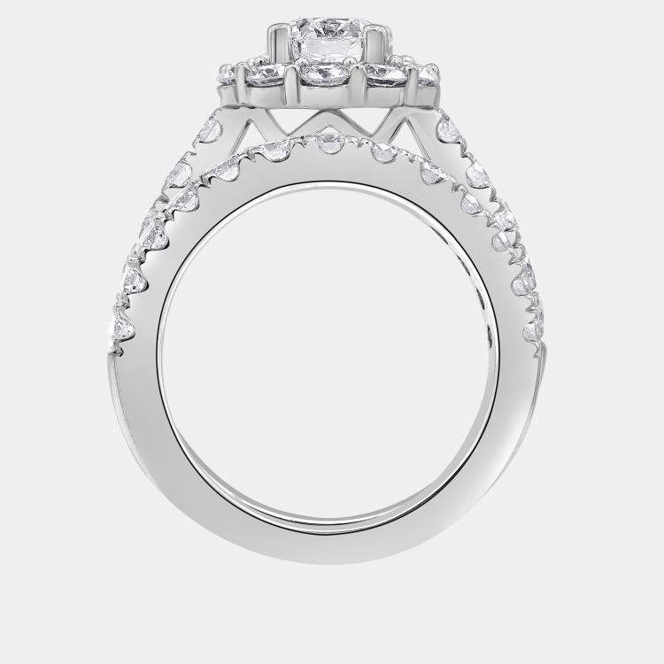 Pre Owned 3ct 14k White Gold Lab Grown Diamond Bridal Set