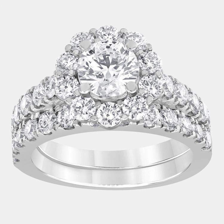 Pre Owned 3ct 14k White Gold Lab Grown Diamond Bridal Set