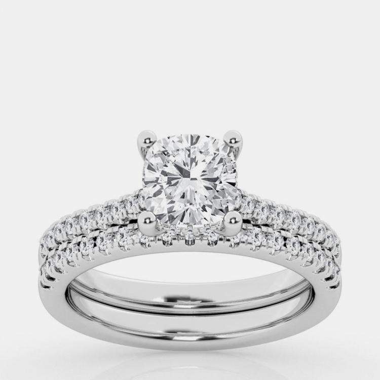 Pre Owned 3ct 14k White Gold Lab Grown Diamond Bridal Set