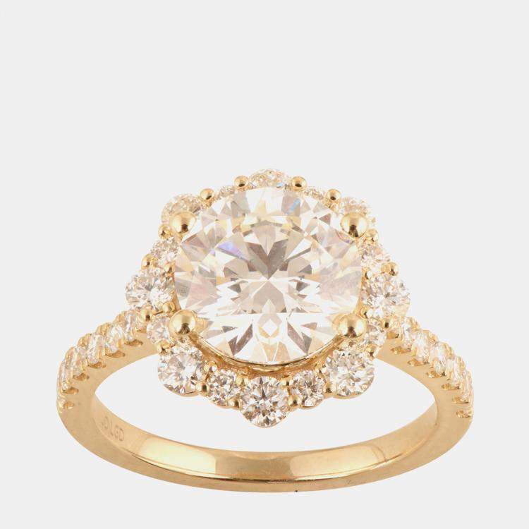 Pre Owned 3.23 ct 14k Yellow Gold Lab Grown Diamond Engagement Ring US 7