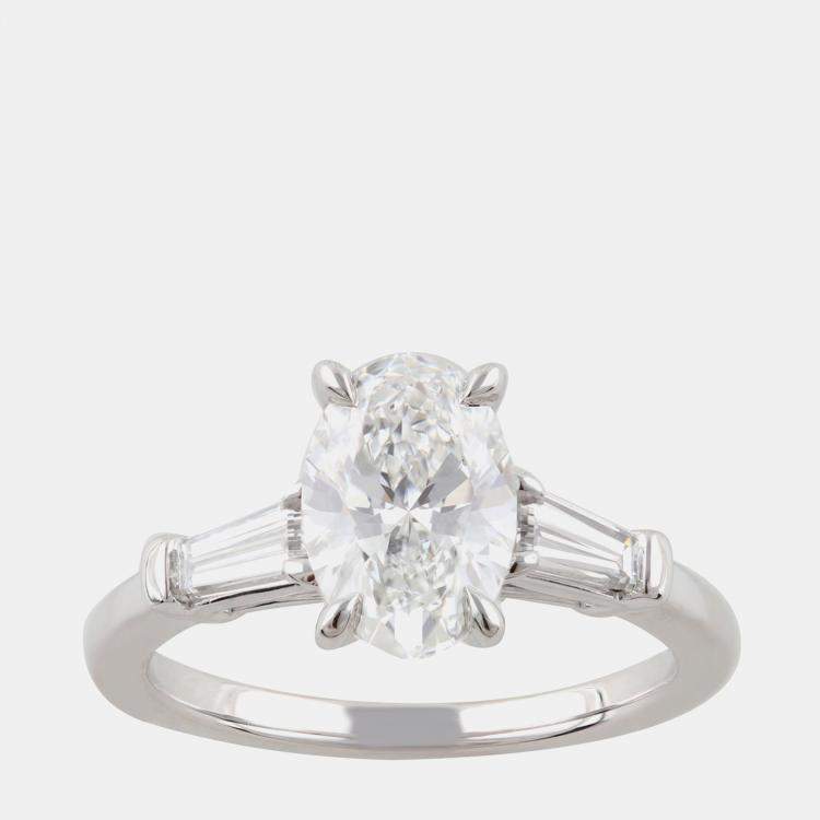Pre Owned 2.23ct 14k White Gold Lab Grown Diamond 3 Stone Ring