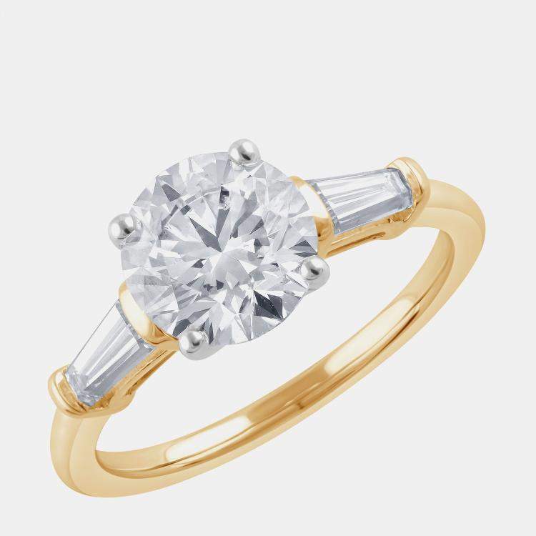 Pre Owned 2.5ct 14k Yellow Gold Lab Grown Diamond 3 Stone Ring