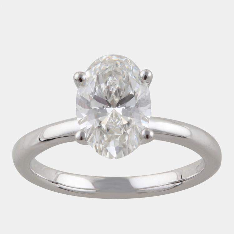 Pre Owned 2.23ct 14k White Gold Lab Grown Diamond Hidden Halo Solitaire Ring