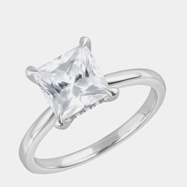 Pre Owned 2.45ct 14k White Gold Lab Grown Diamond Hidden Halo Solitaire Ring
