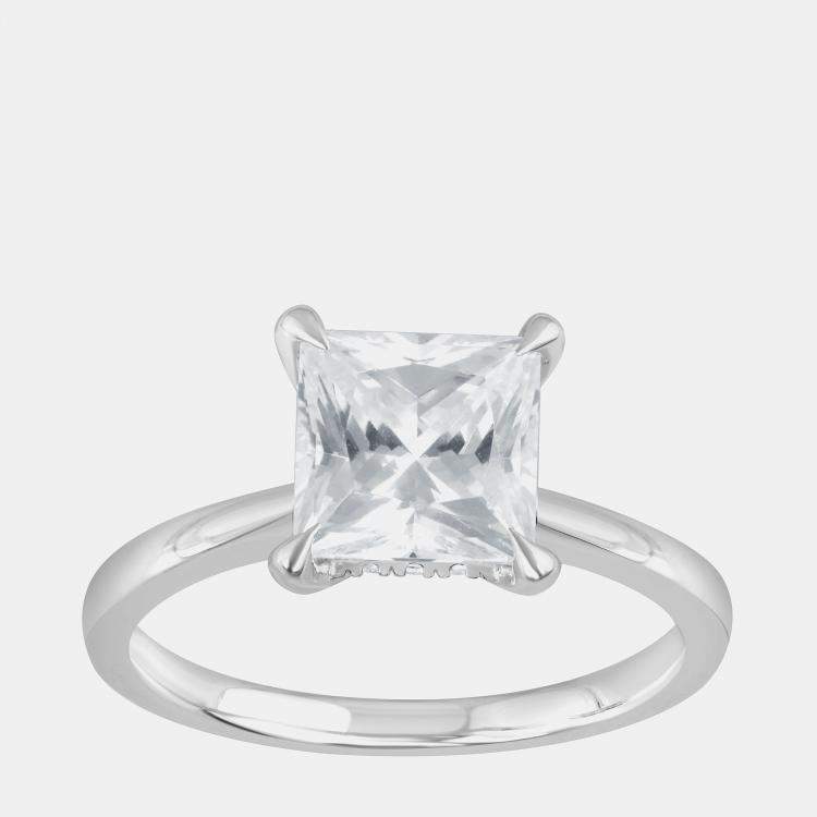 Pre Owned 2.45ct 14k White Gold Lab Grown Diamond Hidden Halo Solitaire Ring