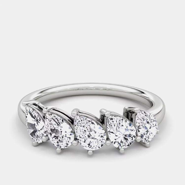 Pre Owned 1.45ct 14k White Gold Lab Grown Diamond 5 Stone Band