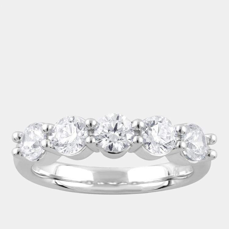 Pre Owned 2ct 14k White Gold Lab Grown Diamond 5 Stone Band