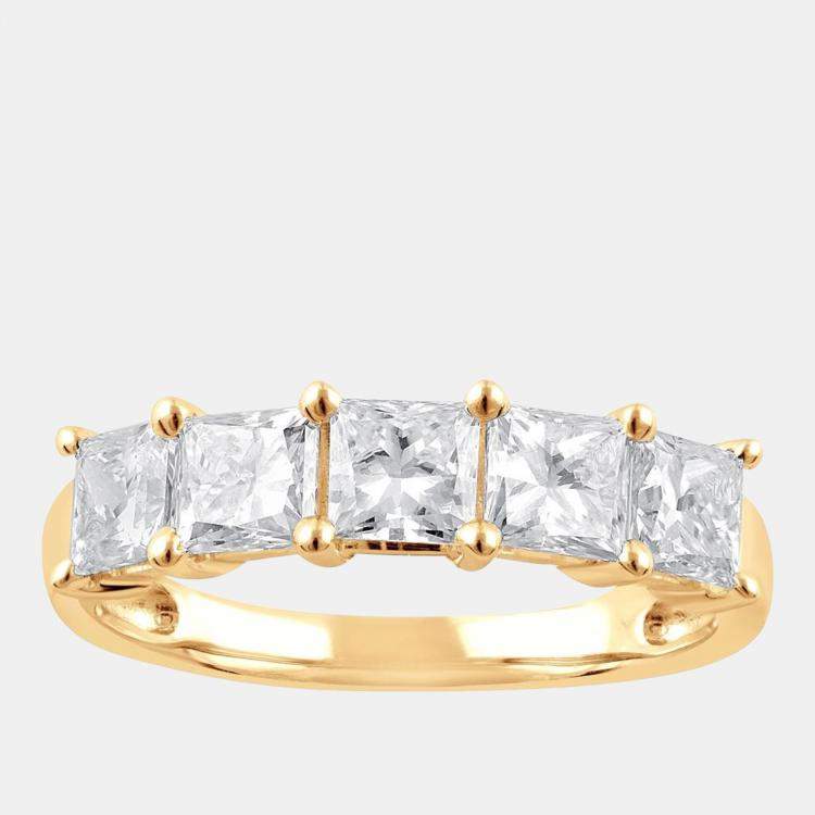 Pre Owned 3.7ct 14k Yellow Gold Lab Grown Diamond 5 Stone Band