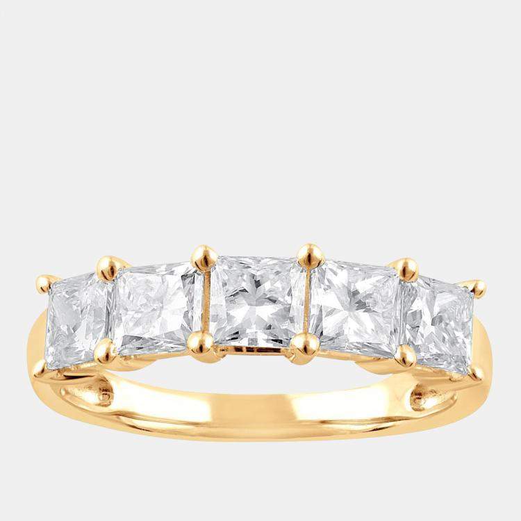 Pre Owned 3.7ct 14k Yellow Gold Lab Grown Diamond 5 Stone Band