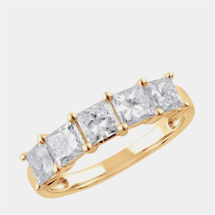 Pre Owned 3.7ct 14k Yellow Gold Lab Grown Diamond 5 Stone Band