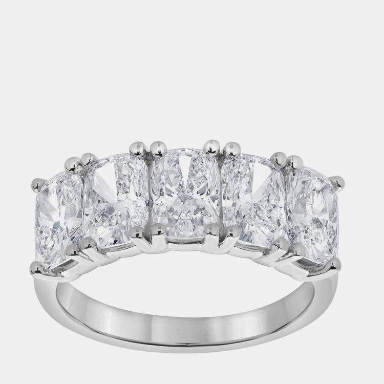 مملوكة مسبقًا 3.82ct 14k White Gold Lab Grown Diamond 5 Stone Band