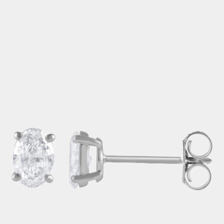 Pre Owned 0.83ct 14k White Gold Lab Grown Diamond Basic Stud Earring