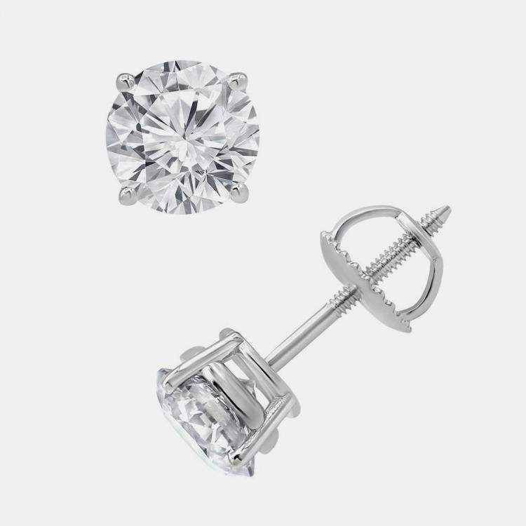 Pre Owned 5ct 14k White Gold Lab Grown Diamond Basic Stud Earring
