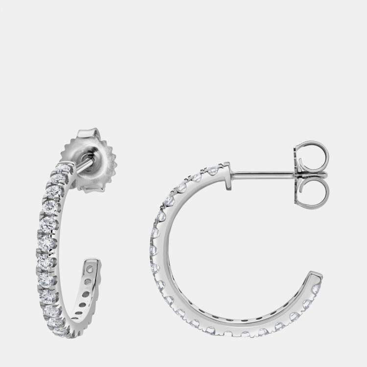 Pre Owned 1.95ct 14k White Gold Lab Grown Diamond Huggies Earrings