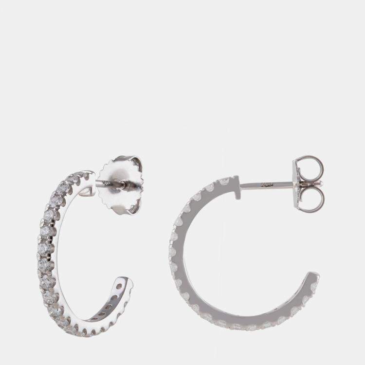 Pre Owned 1.95ct 14k White Gold Lab Grown Diamond Huggies Earrings