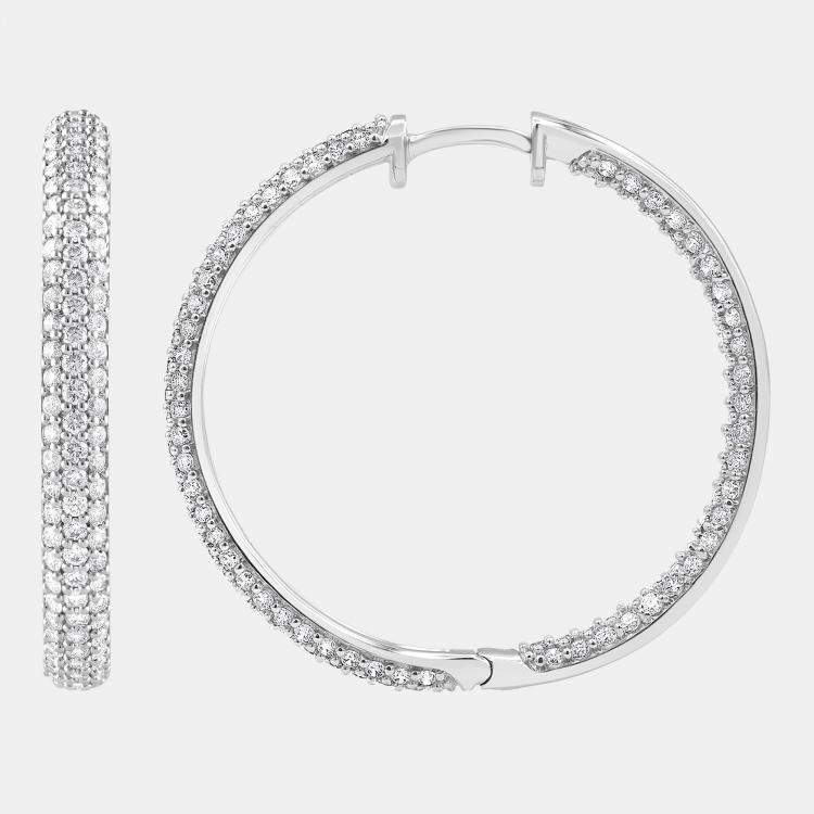 Pre Owned 3ct 14k White Gold Lab Grown Diamond Hoop Earring