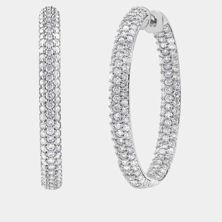 Pre Owned 3ct 14k White Gold Lab Grown Diamond Hoop Earring