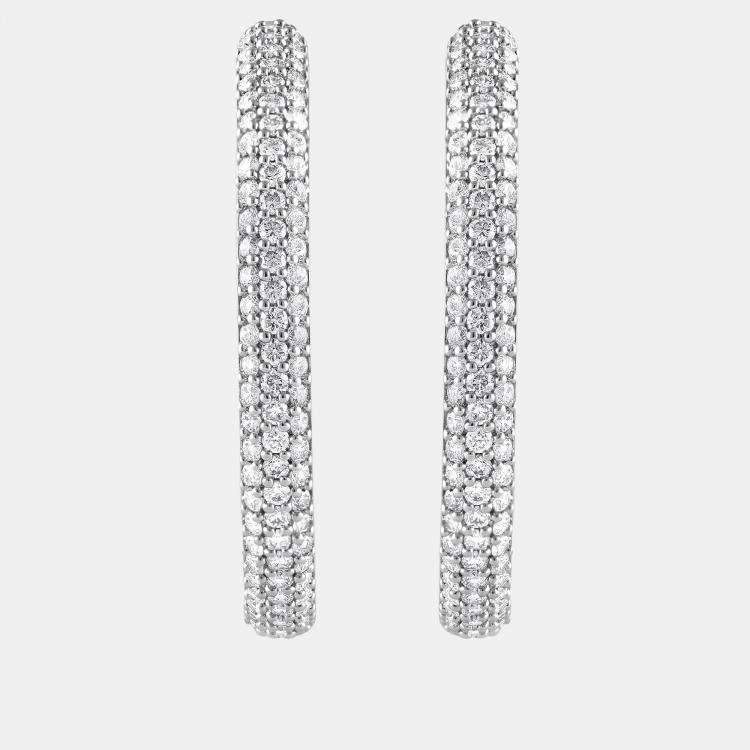 Pre Owned 3ct 14k White Gold Lab Grown Diamond Hoop Earring