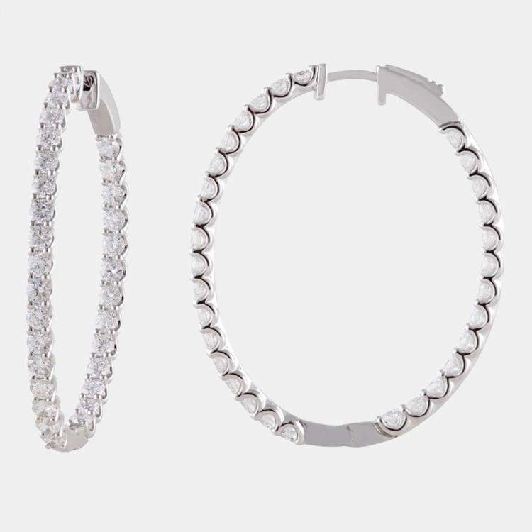 Pre Owned 4ct 14k White Gold Lab Grown Diamond Hoop Earring