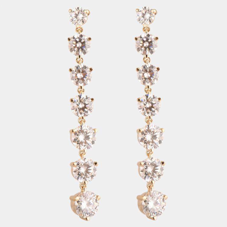 Pre Owned 5.95ct 14k Yellow Gold Lab Grown Diamond Dangle Earrings