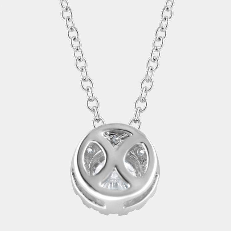 Pre Owned 0.45ct 14k White Gold Lab Grown Diamond Halo Pendant