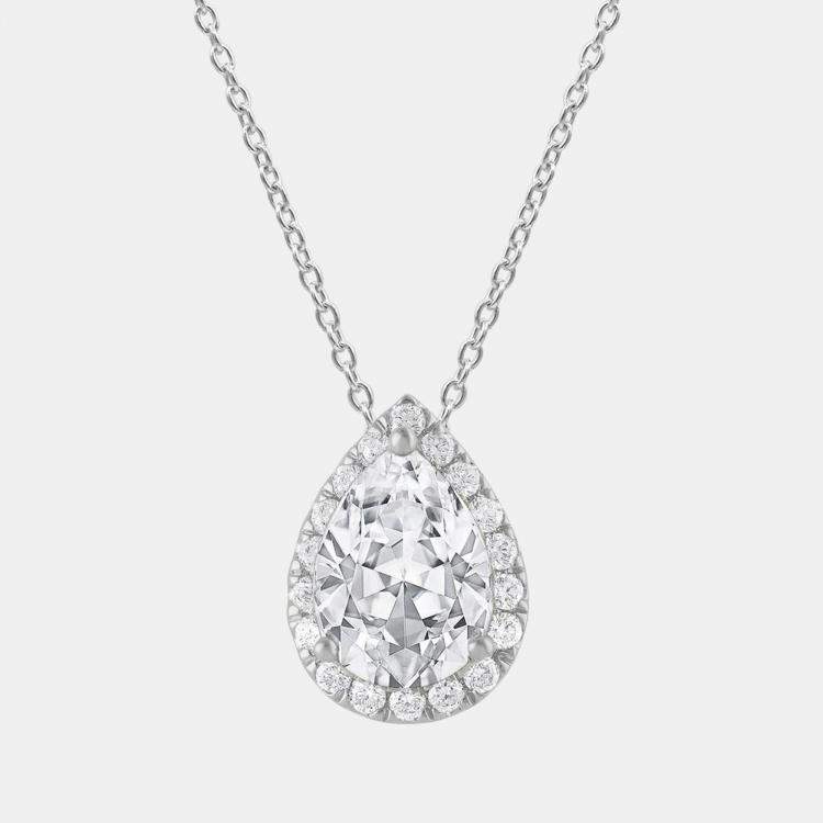 Pre Owned 1.2ct 14k White Gold Lab Grown Diamond Halo Pendant