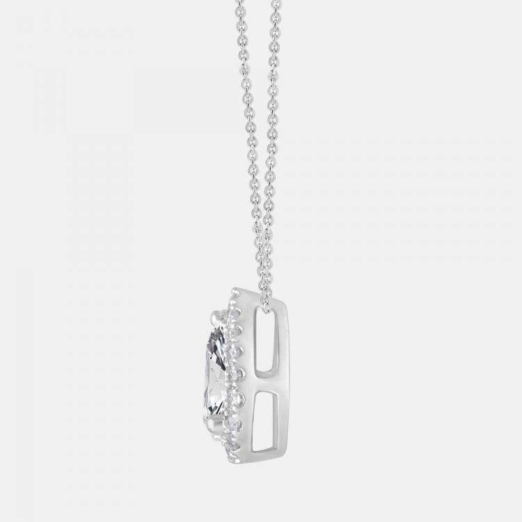 Pre Owned 1.2ct 14k White Gold Lab Grown Diamond Halo Pendant
