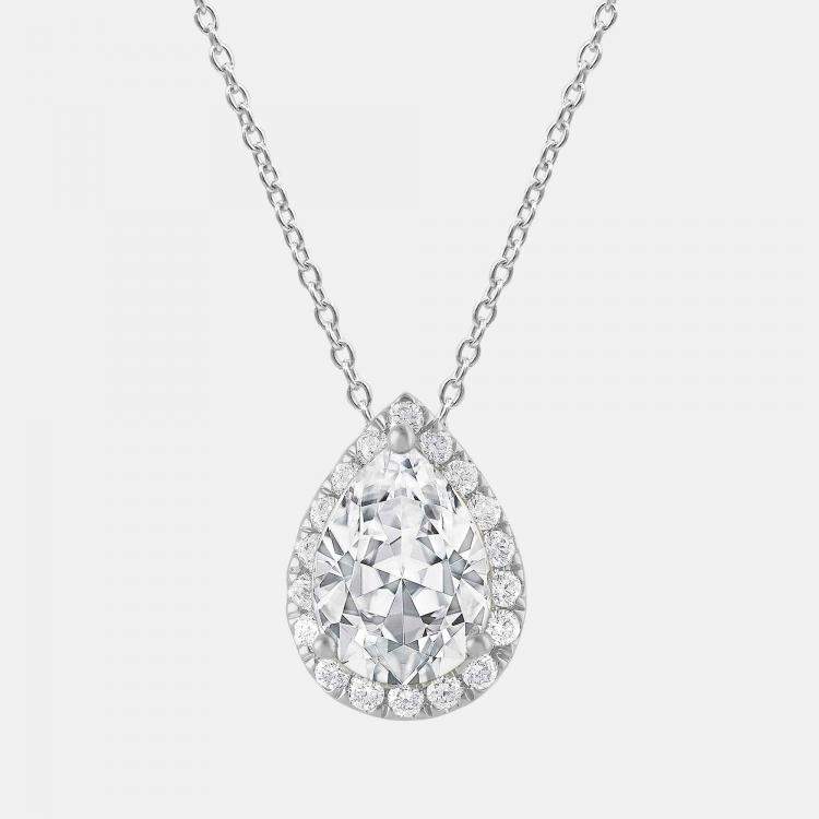 Pre Owned 1.2ct 14k White Gold Lab Grown Diamond Halo Pendant