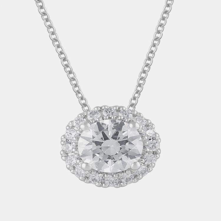 Pre Owned 1.21ct 14k White Gold Lab Grown Diamond Halo Pendant
