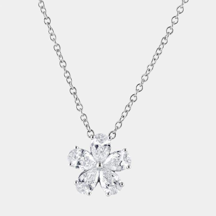 Pre Owned 0.6ct 14k White Gold Lab Grown Diamond Flower Pendant