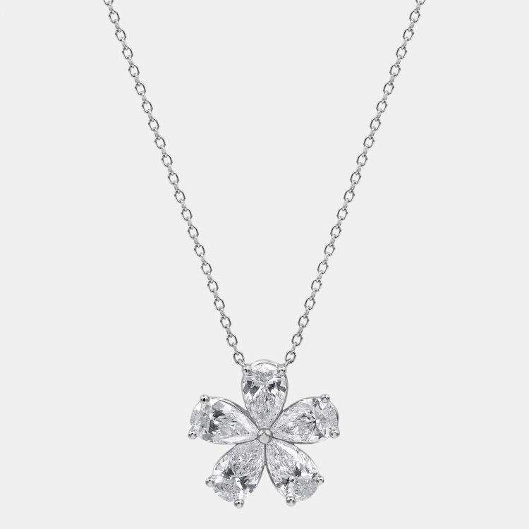 Pre Owned 1.65ct 14k White Gold Lab Grown Diamond Flower Pendant