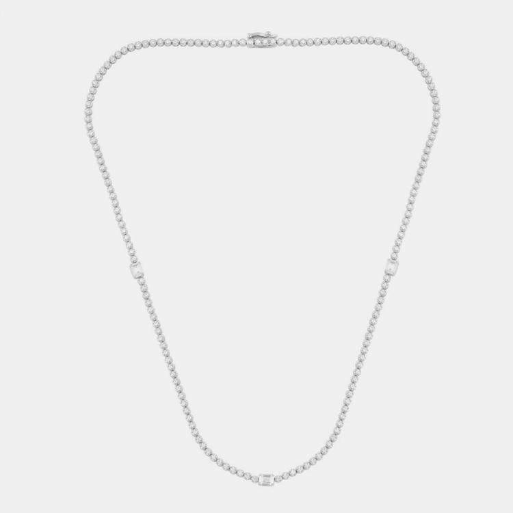 Pre Owned 3ct 14k White Gold Lab Grown Diamond Station Necklace