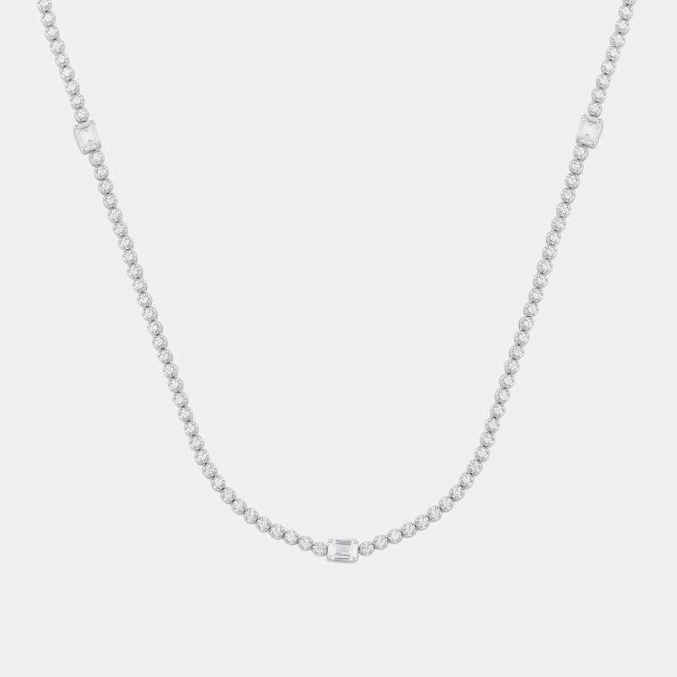 Pre Owned 3ct 14k White Gold Lab Grown Diamond Station Necklace