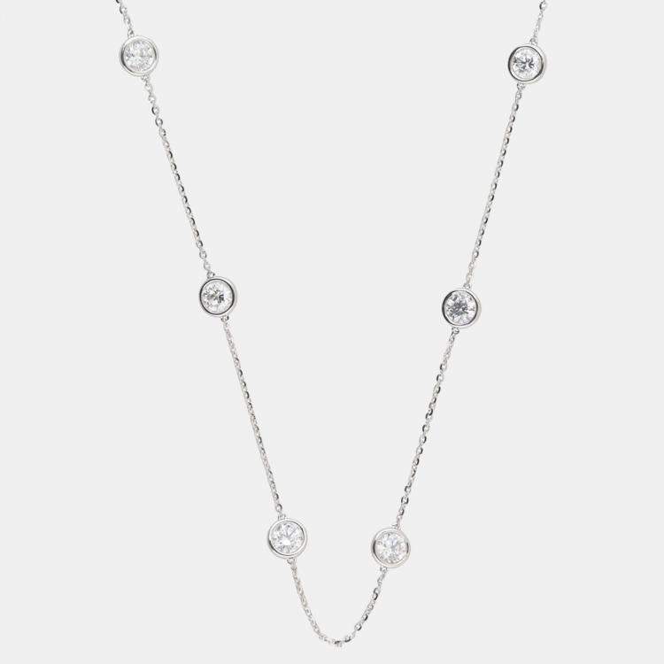 Pre Owned 5ct 14k White Gold Lab Grown Diamond Diamond by The Yard Necklace