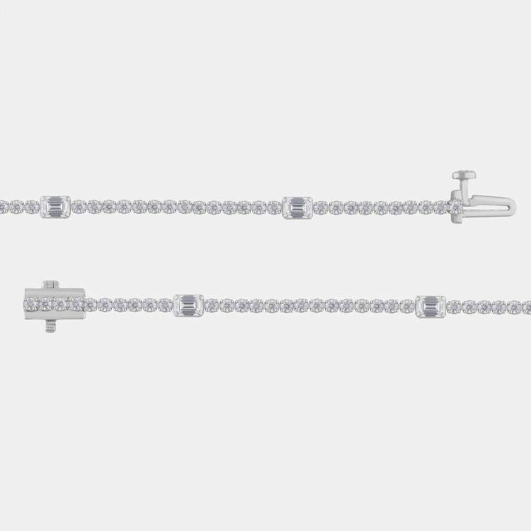 Pre Owned 2.7ct 14k White Gold Lab Grown Diamond Station Bracelet