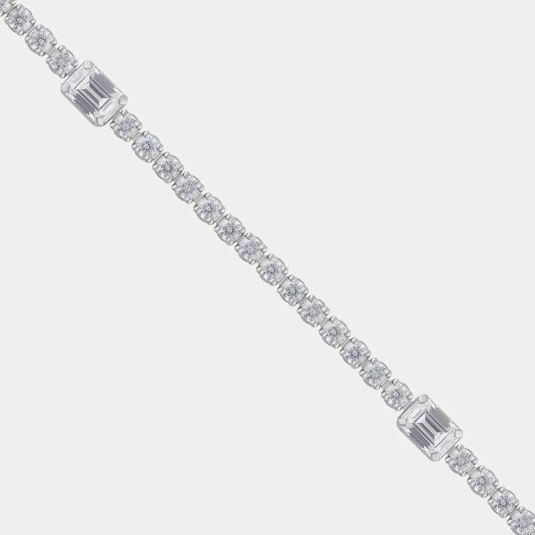 Pre Owned 2.7ct 14k White Gold Lab Grown Diamond Station Bracelet