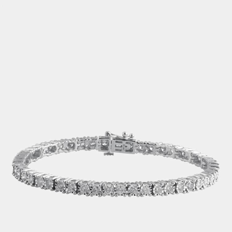 Pre Owned 3.2ct 14k White Gold Lab Grown Diamond Tennis Bracelet