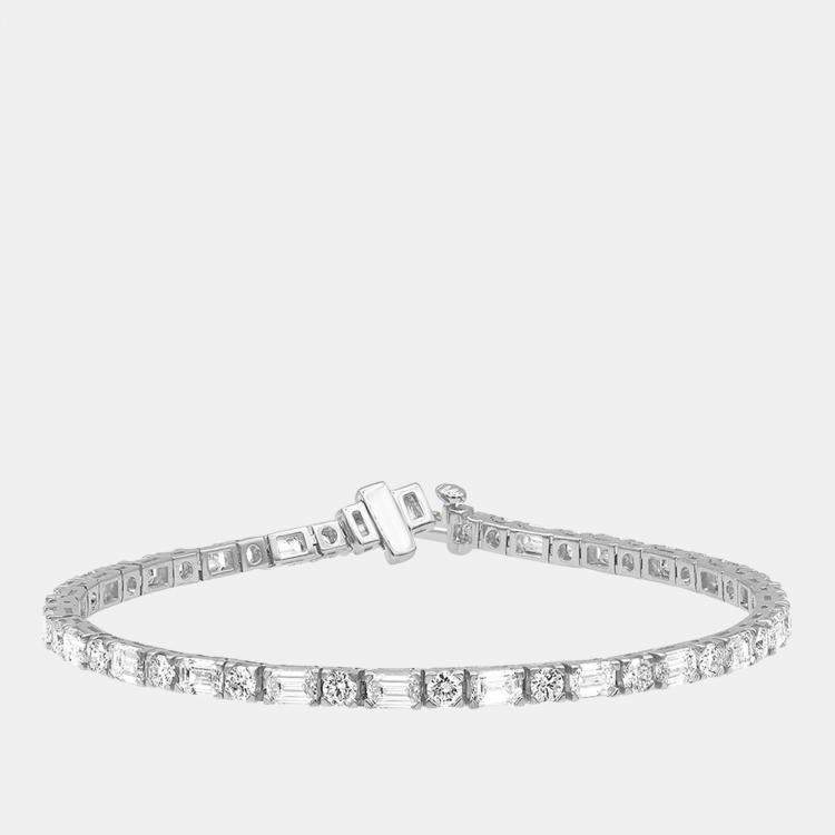 Pre Owned 6.9ct 14k White Gold Lab Grown Diamond Fashion Bracelet