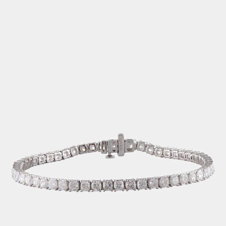 Pre Owned 7.65ct 14k White Gold Lab Grown Diamond Tennis Bracelet