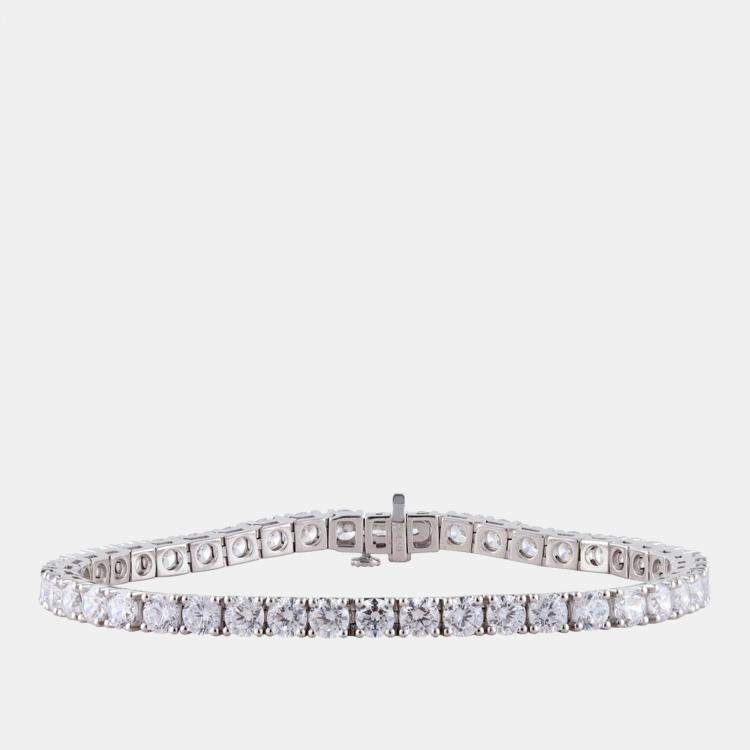 Pre Owned 10.45ct 14k White Gold Lab Grown Diamond Tennis Bracelet