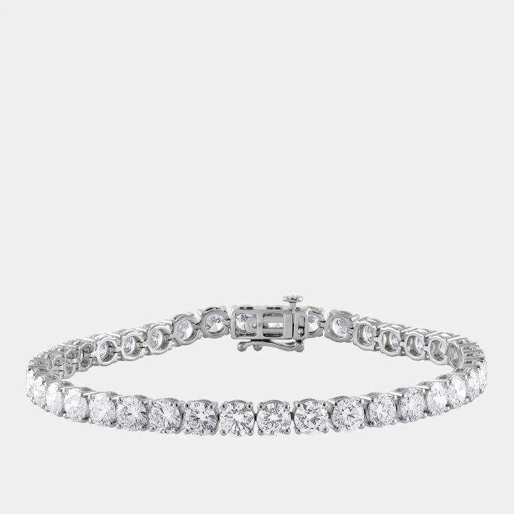 Pre Owned 12ct 14k White Gold Lab Grown Diamond Tennis Bracelet